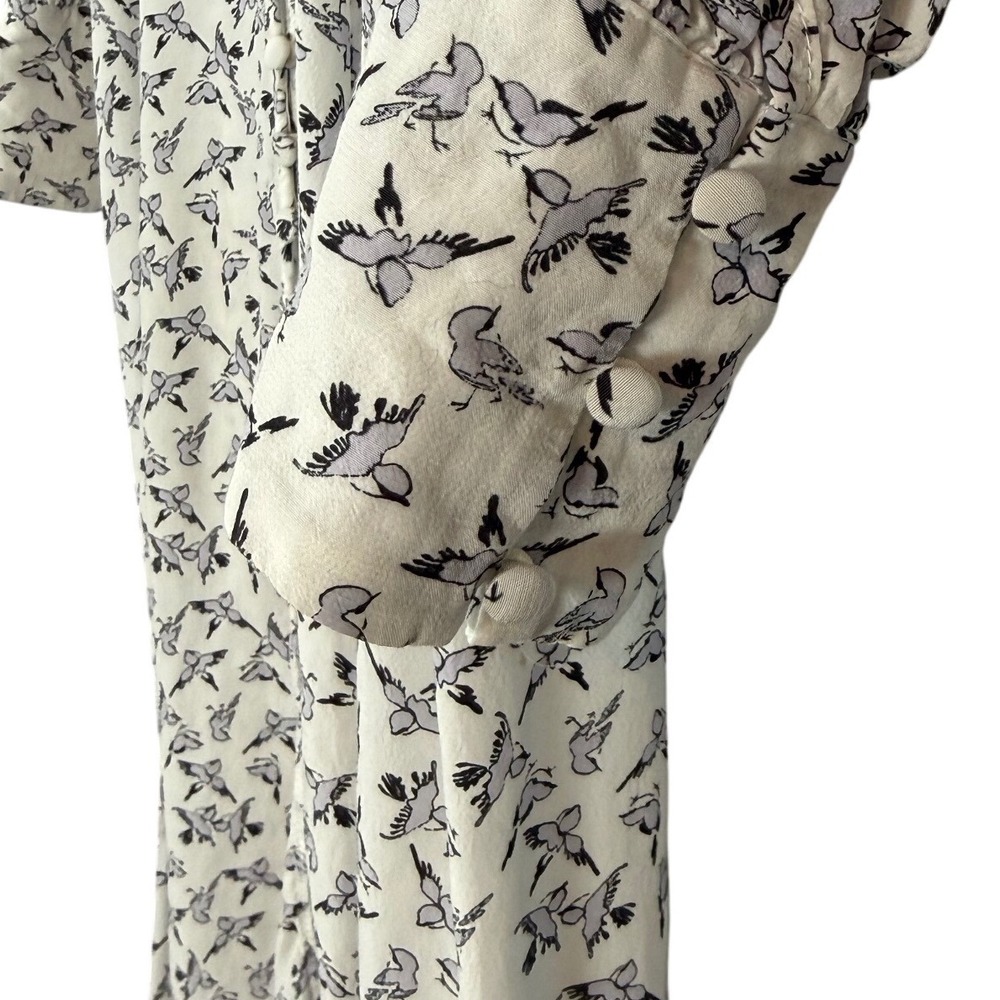 FREE PEOPLE Walk Me Home Maxi Dress, Black Bird Print, Button Down, Size 4 - Picture 5 of 9